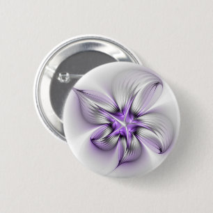 Floral Elegance Modern Abstract Violet Fractal Art 6 Cm Round Badge