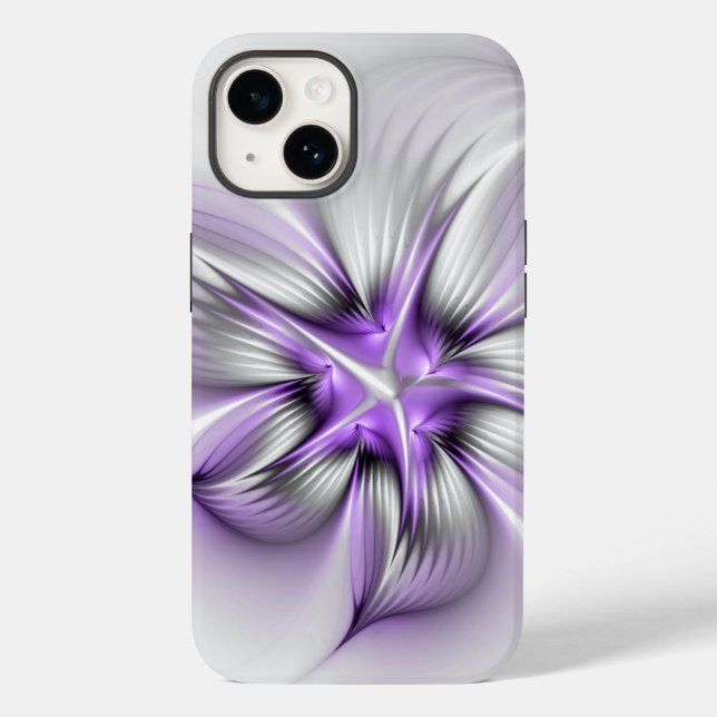 Floral Elegance Modern Abstract Violet Fractal Art Case-Mate iPhone Case (Back)