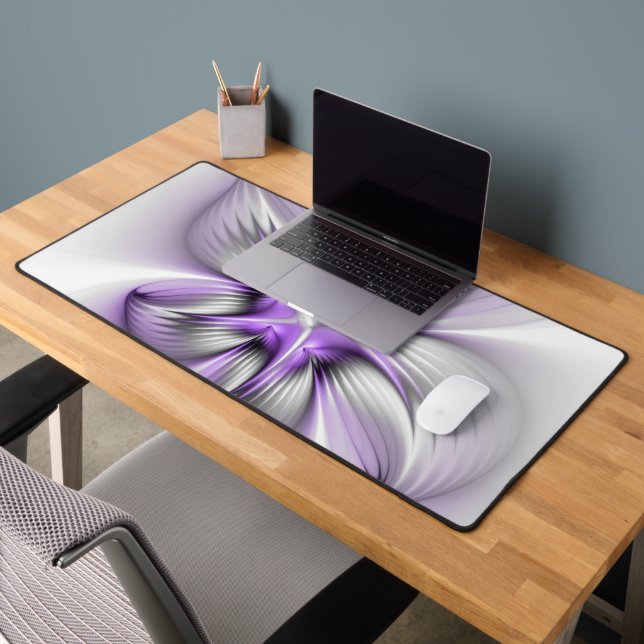 Floral Elegance Modern Abstract Violet Fractal Art Desk Mat (Office 2)