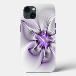 Floral Elegance Modern Abstract Violet Fractal Art iPhone 13 Case