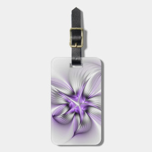 Floral Elegance Modern Abstract Violet Fractal Art Luggage Tag