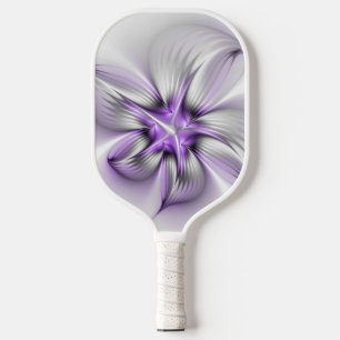 Floral Elegance Modern Abstract Violet Fractal Art Pickleball Paddle