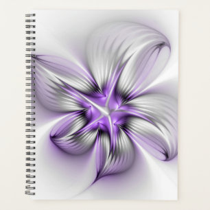 Floral Elegance Modern Abstract Violet Fractal Art Planner