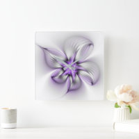 Floral Elegance Modern Abstract Violet Fractal Art