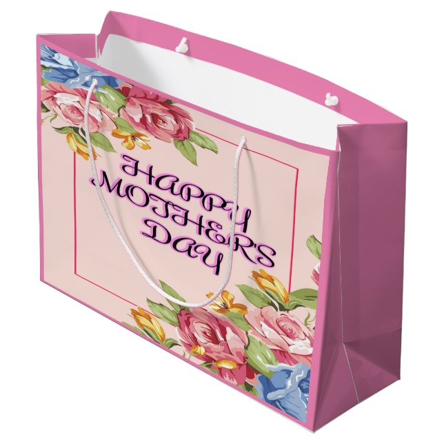 Floral Elegance Mother's Day Large Gift Bag (Back Angled)