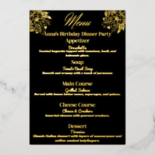 Floral Elegance Party Menu