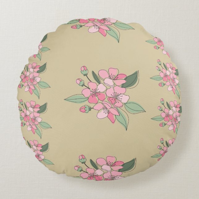 Floral Elegance Pattern Round Cushion (Front)
