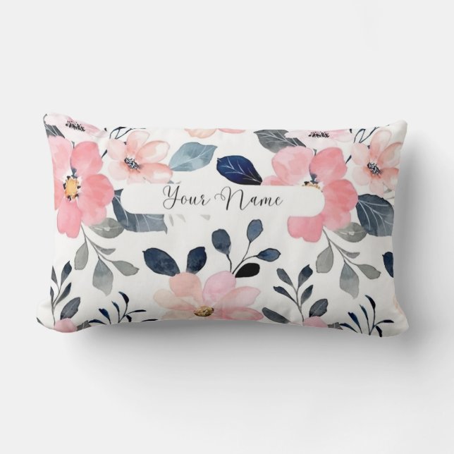 "Floral Elegance: Personalised Pillow Design with  (Front)