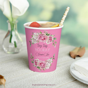 Floral Elegance Sip Sip Wedding Paper Cup 