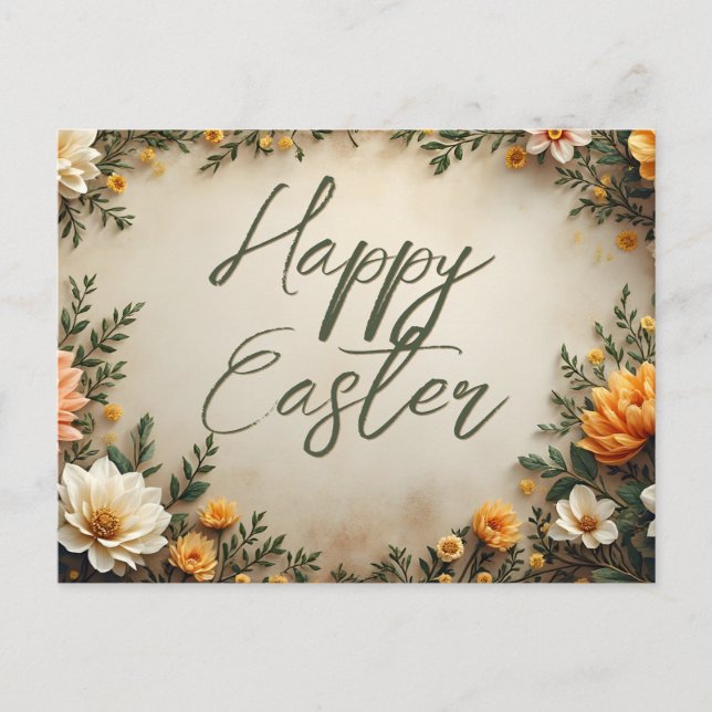 Floral Elegance - Springtime Easter Greetings Holiday Postcard (Front)