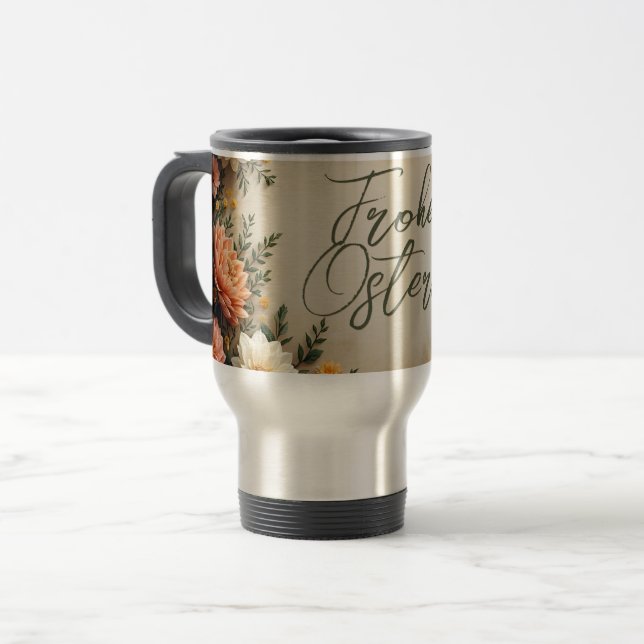 Floral Elegance - Springtime Easter Greetings Travel Mug (Front Left)