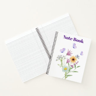 Floral Elegance Tee – Soft Pastel Blooms Notebook