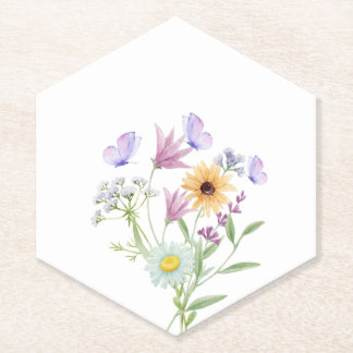 Floral Elegance Tee – Soft Pastel Blooms Paper Coaster