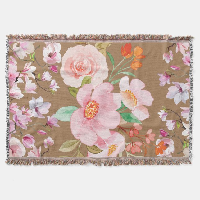 Floral Elegance Throw Blanket (Front)