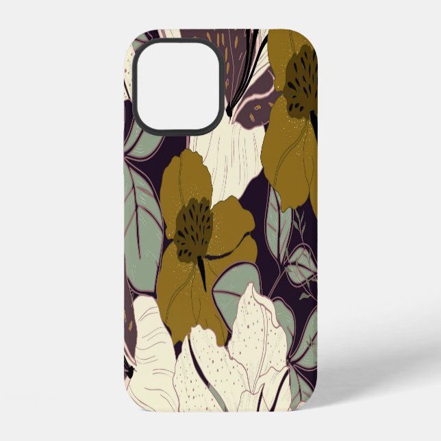 Floral elegance, vintage leaf pattern. iPhone case (Back)