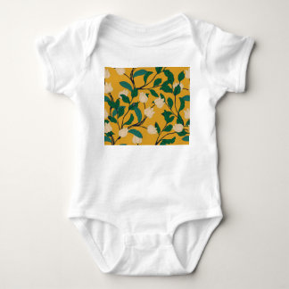 Floral Elegance: Vintage Leafy Pattern. Baby Bodysuit
