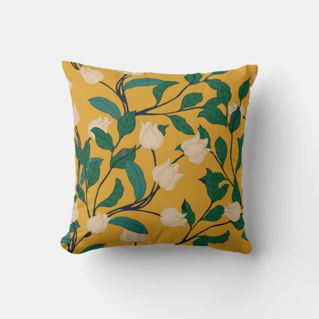 Floral Elegance: Vintage Leafy Pattern. Cushion (Front)