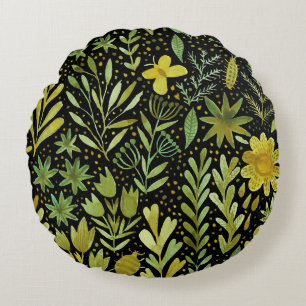 Floral Elegance: Vintage Watercolor Pattern Round Cushion