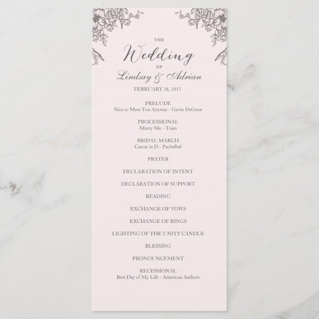 Floral Elegance Wedding Program Programme (Front)