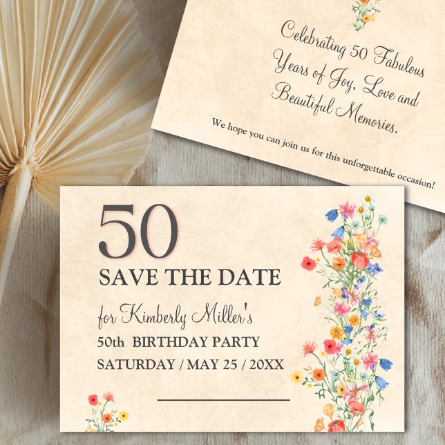 Floral elegant 50th birthday flower 50 year save the date (Creator Uploaded)