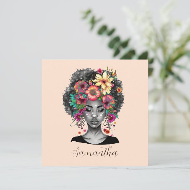 Floral Elegant Afro Woman (Standing Front)