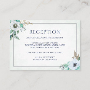 Floral Elegant Anemone Bouquet Wedding Reception Enclosure Card