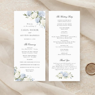Floral Elegant Blue Hydrangea Wedding Program Programme