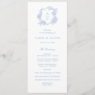 Floral Elegant Blue Hydrangea Wedding Program Programme