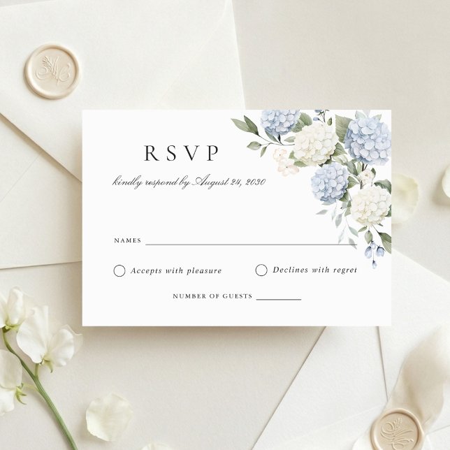 Floral Elegant Blue Hydrangea Wedding RSVP Card (Creator Uploaded)