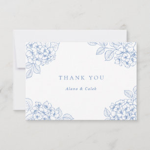 Floral Elegant Blue Hydrangea Wedding Thank You Card