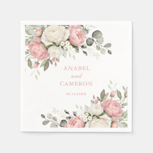 Floral Elegant Blush Pink Greenery Wedding Napkin