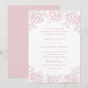 Floral Elegant Blush Pink Hydrangea Frame Wedding Invitation