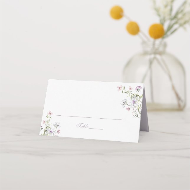 Floral Elegant Blush Purple Wedding Place Card (Front)