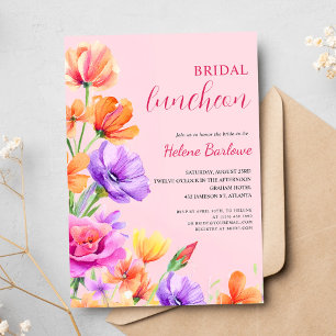 Floral Elegant Boho Wildflower Bridal Luncheon Invitation