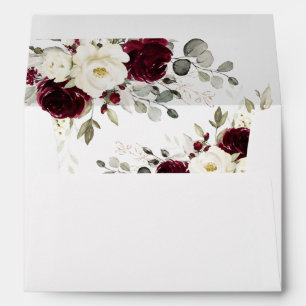 Floral Elegant Burgundy White Greenery Wedding Envelope
