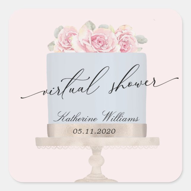 floral elegant cake virtual bridal shower sticker (Front)