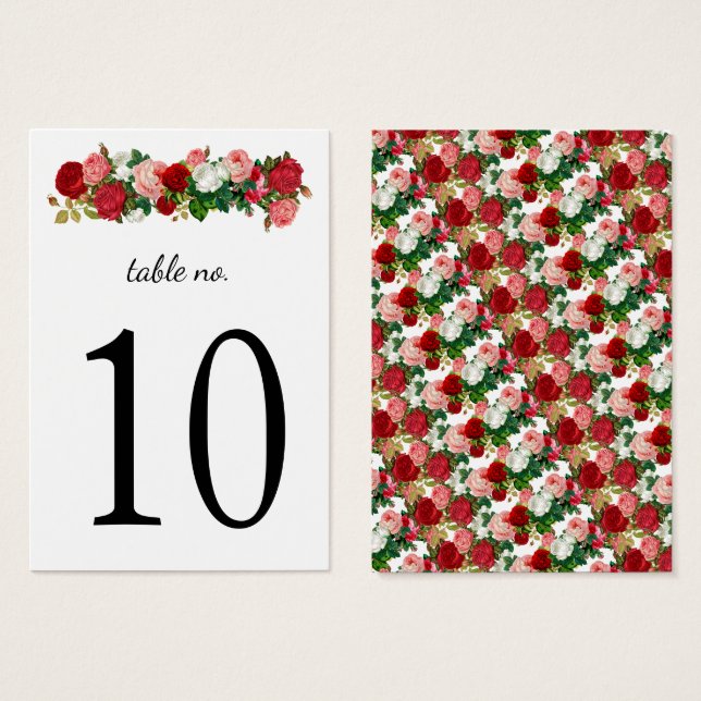 Floral Elegant Calligraphy Burgundy Table Number (Front & Back)