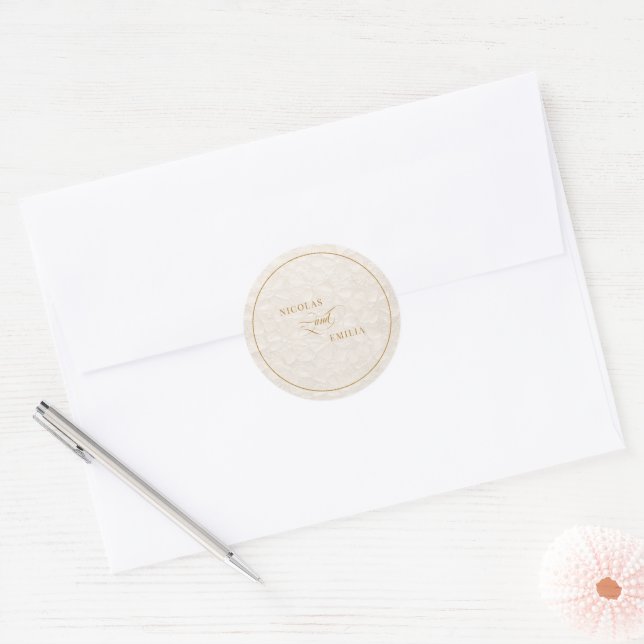 Floral Elegant Calligraphy Wedding Classic Round Sticker (Envelope)