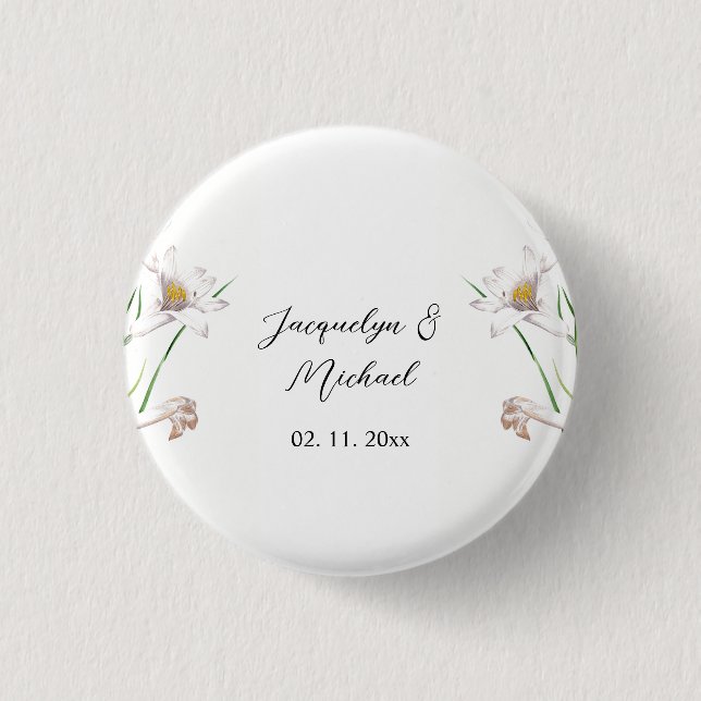 Floral Elegant Chic Cute Calligraphy Add Name 3 Cm Round Badge (Front)