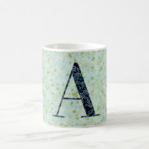 Floral Elegant Classy Monogram A blue w/phrase Coffee Mug