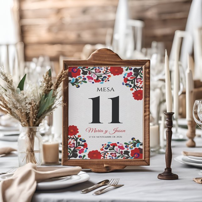 Floral Elegant Colorful Fiesta Spanish Wedding Table Number (Floral Elegant Colorful Fiesta Spanish Wedding Table Number)