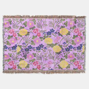 Floral elegant colourful romantic pink modern throw blanket