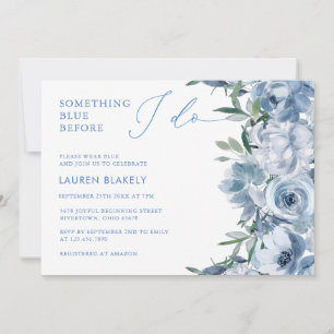 Floral Elegant Dusty Blue Bridal Shower  Invitation