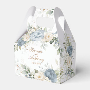 Floral Elegant Dusty Blue Greenery Wedding Favour Box