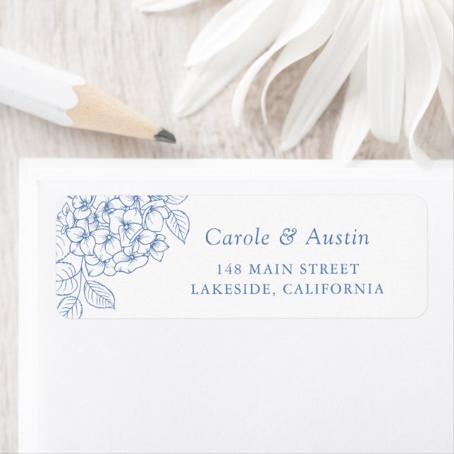 Floral Elegant Dusty Blue Hydrangea Address (Insitu)