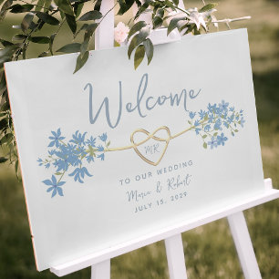 Floral Elegant Dusty Blue Wedding Welcome Poster