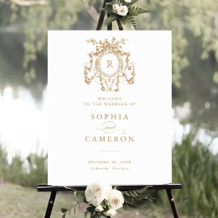 Floral Elegant French Roses Crest Welcome Sign