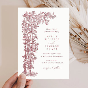 Floral Elegant French Roses Trellis Wedding Invitation