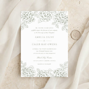 Floral Elegant Green Hydrangea Frame Wedding Invitation