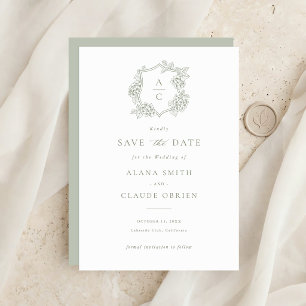 Floral Elegant Green Hydrangea Save the Date Invitation